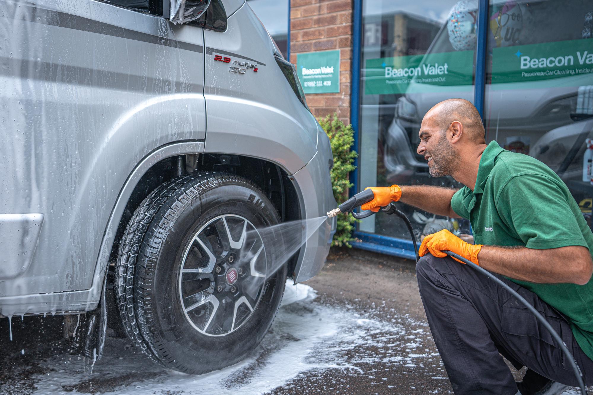 Beacon Valet motorhome cleaning in progress