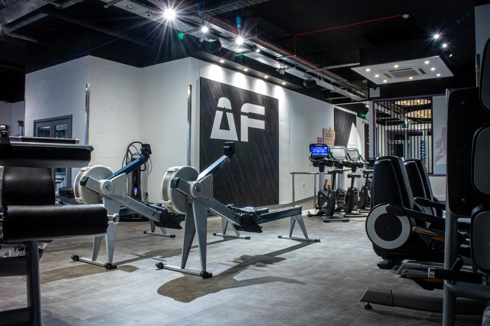 Anytime Fitness gym interior with strength training equipment