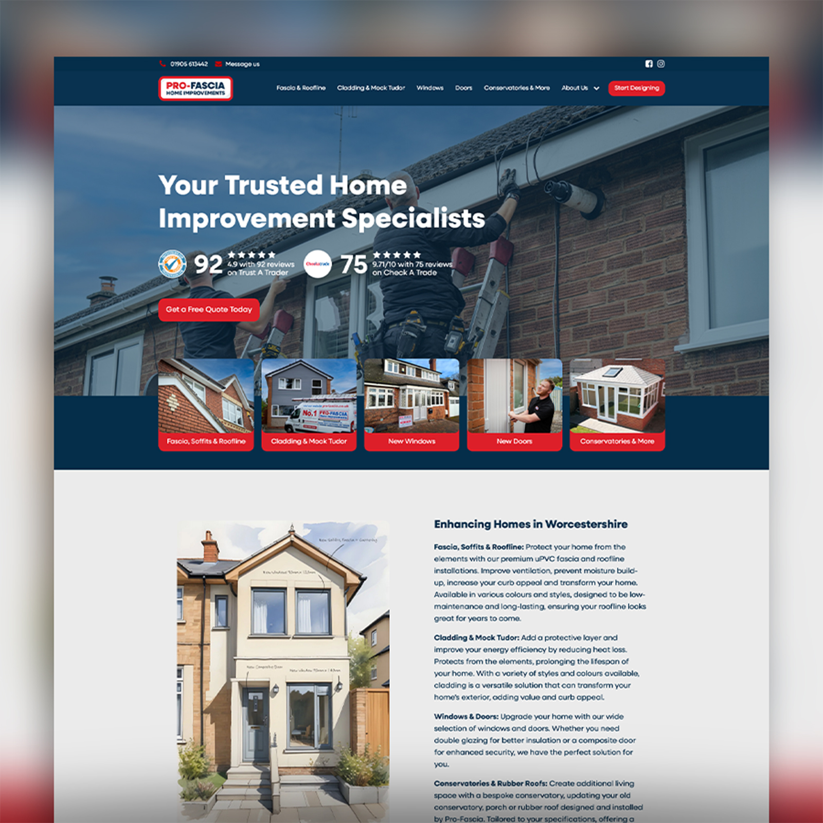 Website Design for Pro-fascia Home Improvements Worcester