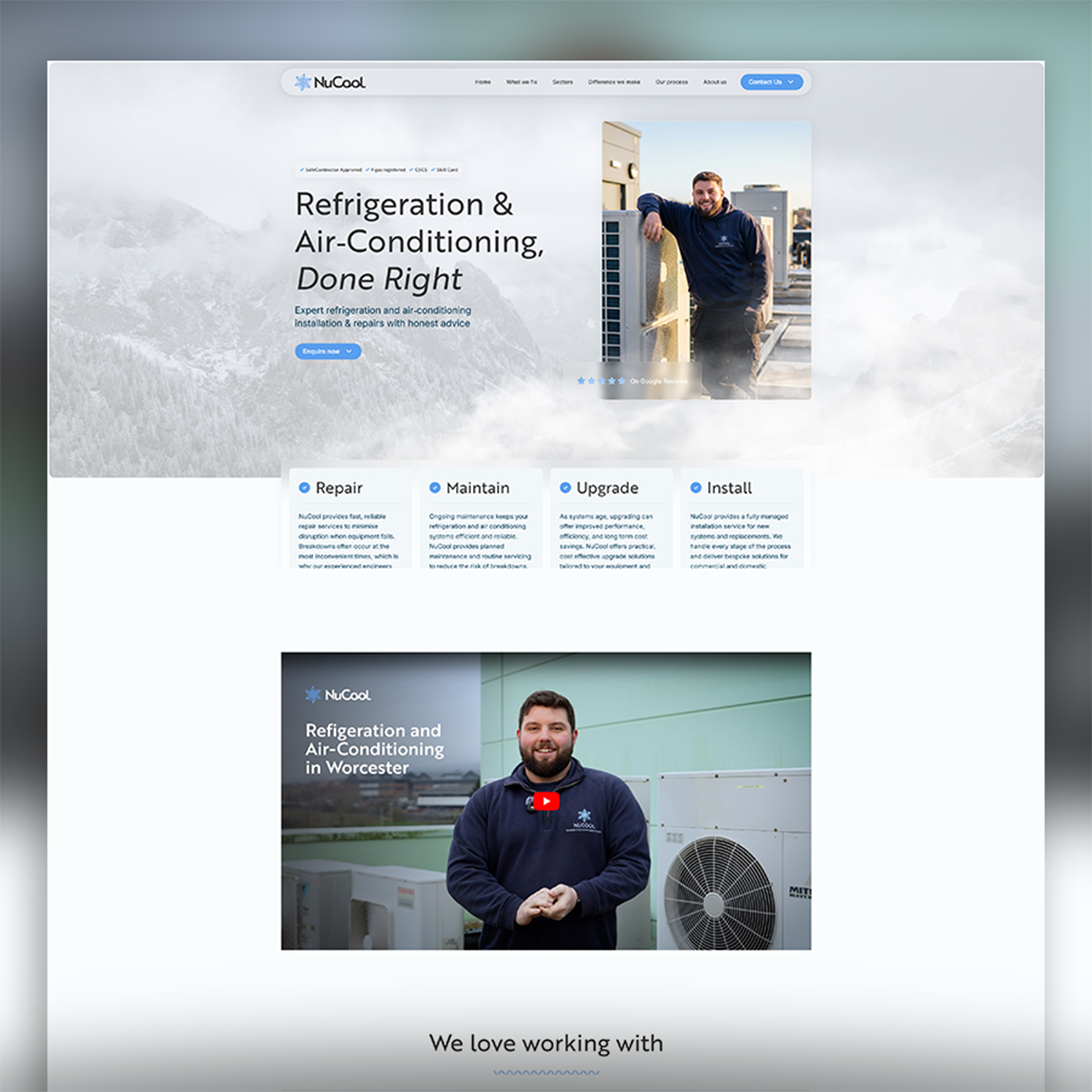 New Wesbite Design for NuCool Refrigeration and air-conditioning in Worcester, UK